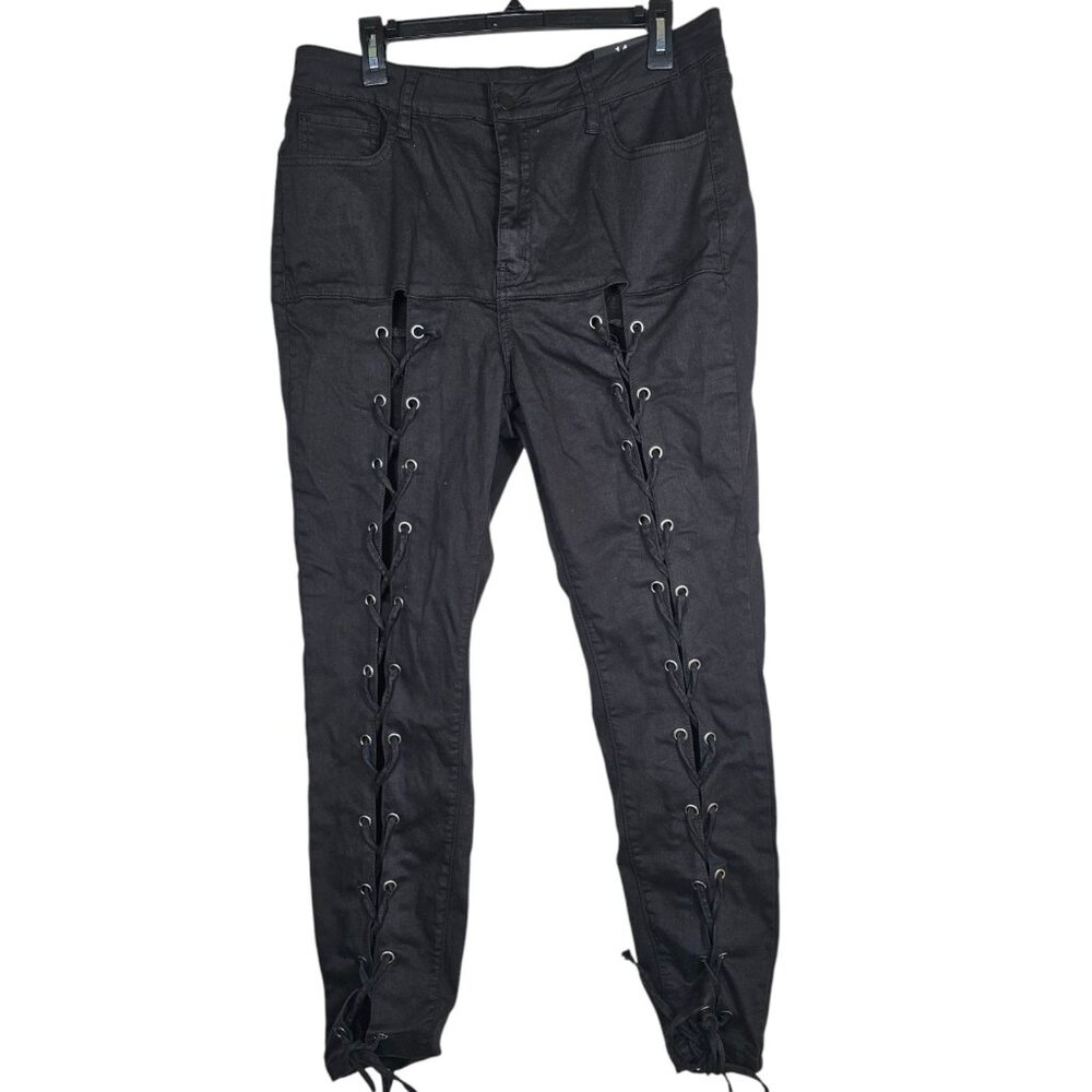 Fashion Nova Lace-Up Pants Black Size 14 Plus NWT